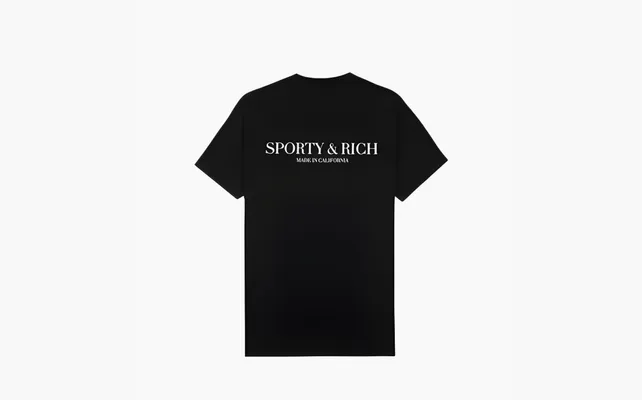 Одежда Sporty & Rich logo-print Cotton T-shirt «Black» chyernye