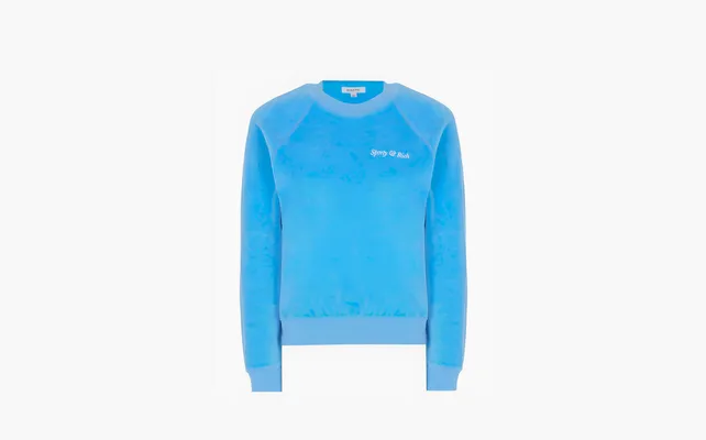 Одежда Sporty & Rich Logo-embroidered Velvet Sweatshirt «Blue» sinie