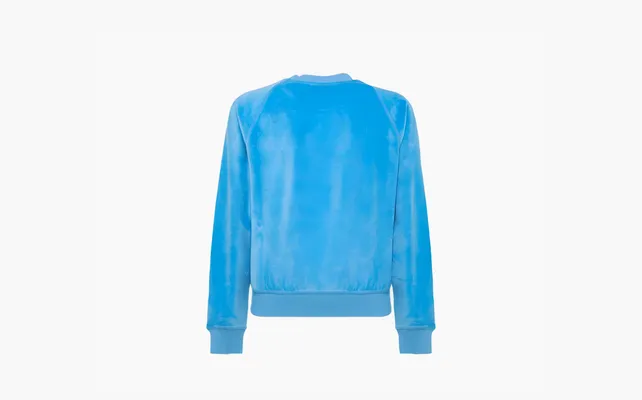 Одежда Sporty & Rich Logo-embroidered Velvet Sweatshirt «Blue» sinie