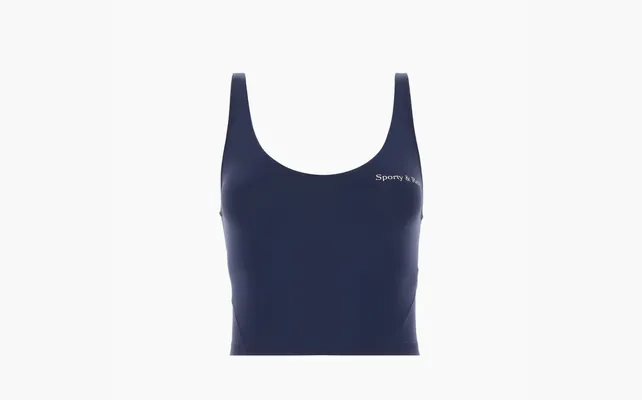 Одежда Sporty & Rich Logo-print Cotton Cropped Top «Dark Blue» sinie