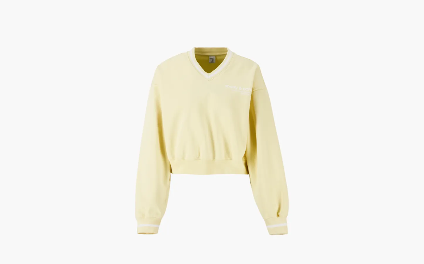 Sporty & Rich Usa Health Club V-Neck Sweatshirt WMNS «Almond/White Geel»