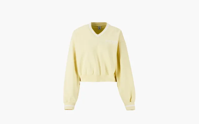Одежда Sporty & Rich Usa Health Club V-Neck Sweatshirt WMNS «Almond/White Geel» zhyeltye