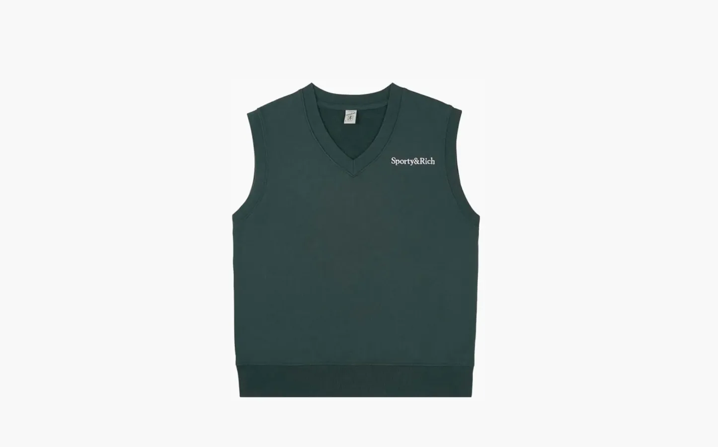Sporty & Rich Serif Logo Embroidered V Neck Vest «Forest»