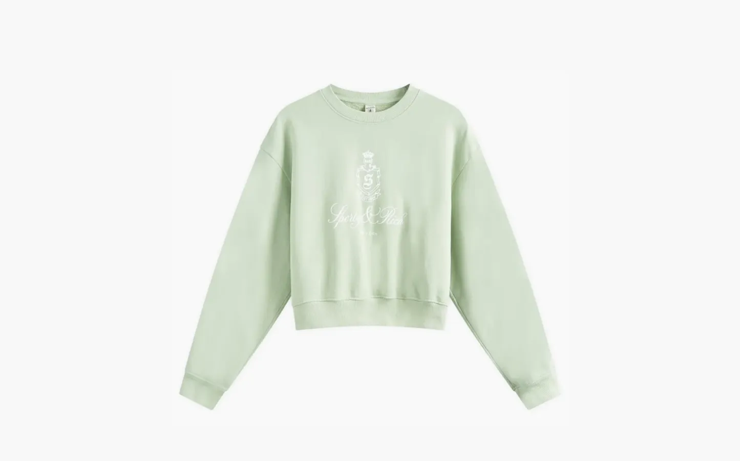 Sporty & Rich Vendome Cropped Cotton Sweatshirt «Light Green»