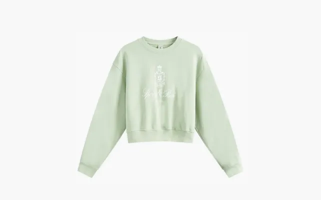 Одежда Sporty & Rich Vendome Cropped Cotton Sweatshirt «Light Green» zelyenye