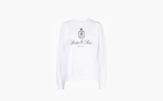 Одежда Sporty & Rich logo-print cotton sweatshirt «White» belye