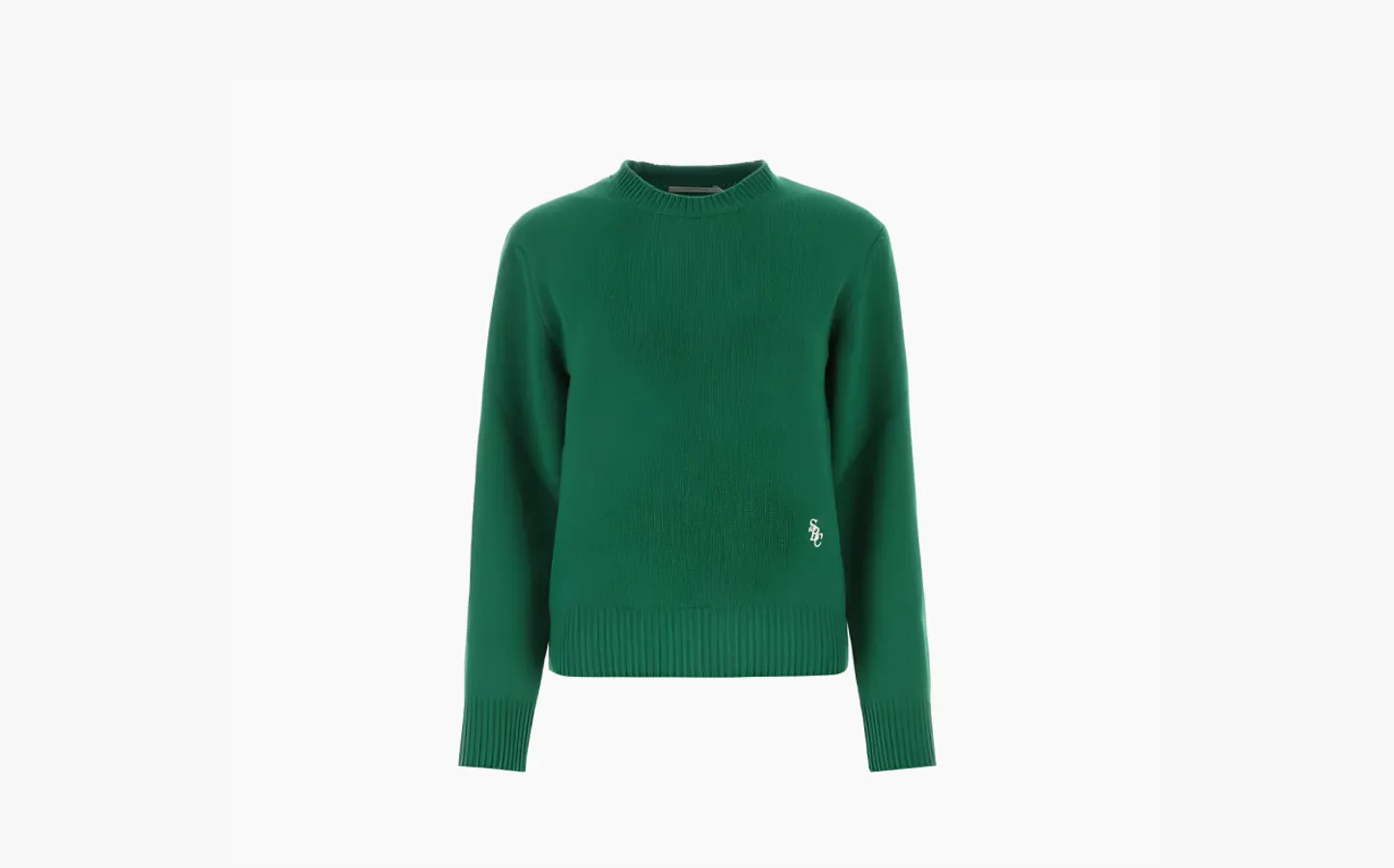 SPORTY & RICH Embroidered Logo Crew Neck Wool Knit Top «Green»