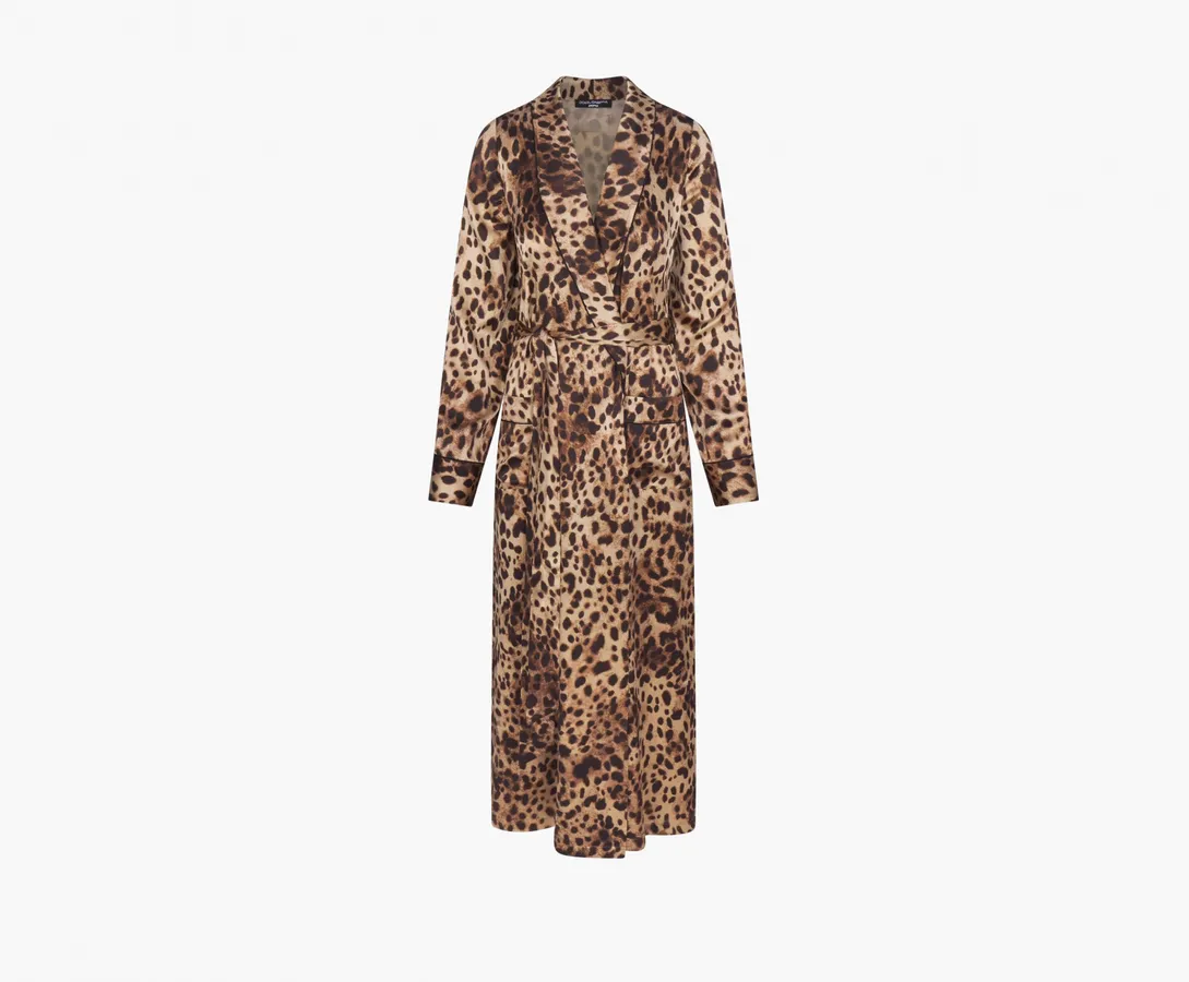 Skims x Dolce&Gabbana Silk Long Robe «Leopard»