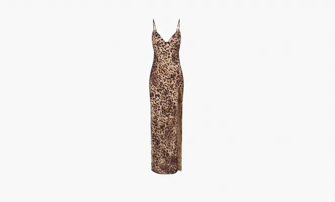 Одежда Skims x Dolce&Gabbana Silk Long Slip Dress «Leopard» raznotsvetnye