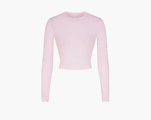 Одежда Skims Cropped Long Sleeve T-Shirt «Cherry Blossom» rozovye