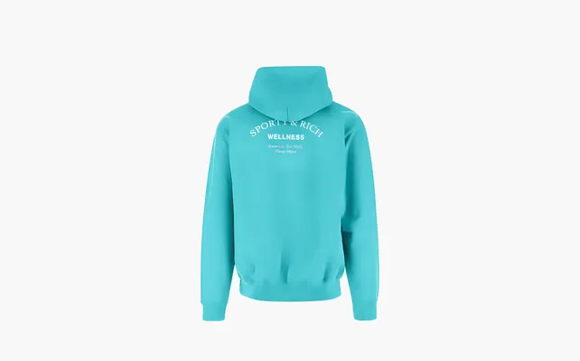 Одежда Sporty & Rich Logo Printed Long Sleeved Hoodie «Turquoise» zelyenye