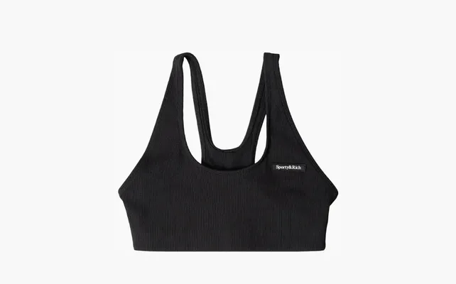 Одежда Sporty & Rich Serif Rib Sports Bra «Black/White» chyernye
