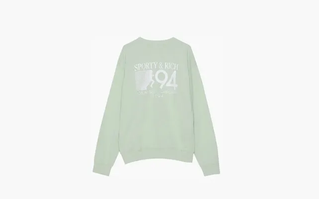 Одежда Sporty & Rich 94 California Crewneck «Sage/White» zelyenye