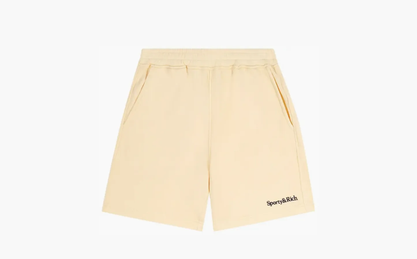 Sporty & Rich Serif Logo Soft Gym Shorts «Almond/Navy»