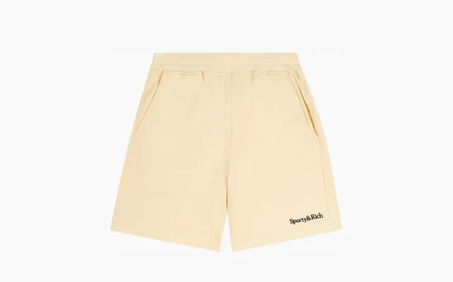 Одежда Sporty & Rich Serif Logo Soft Gym Shorts «Almond/Navy» zhyeltye