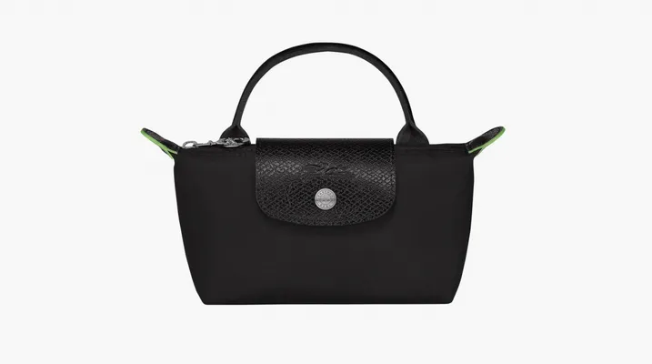  Longchamp Le Pliage Green Handle Pouch «Black» chyernye