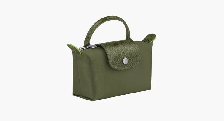  Longchamp Le Pliage Green Handle Pouch «Forest» zelyenye