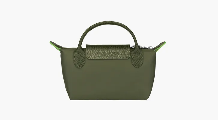 Longchamp Le Pliage Green Handle Pouch «Forest» zelyenye