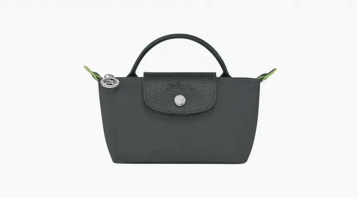 Longchamp Le Pliage Green Handle Pouch «Graphite» serye