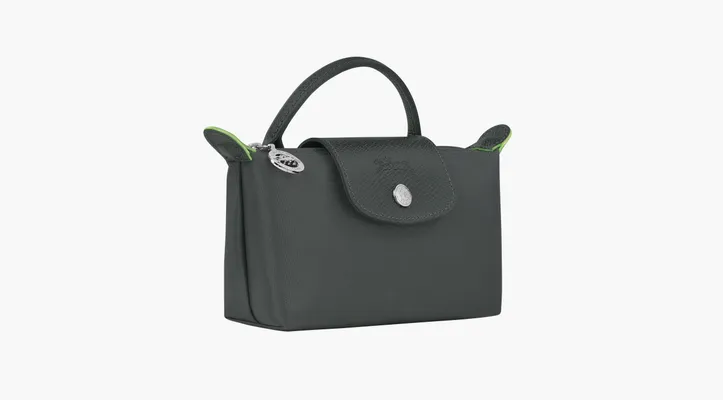  Longchamp Le Pliage Green Handle Pouch «Graphite» serye