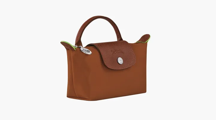  Longchamp Le Pliage Green Handle Pouch «Cognac» korichnevye