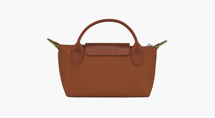  Longchamp Le Pliage Green Handle Pouch «Cognac» korichnevye
