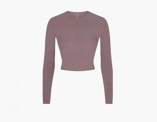 Одежда Skims New Vintage Cropped Long Sleeve T-Shirt «Zinc» rozovye