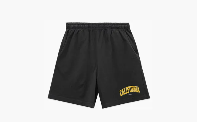 Одежда SPORTY & RICH California Gym printed cotton-jersey shorts «Black» chyernye