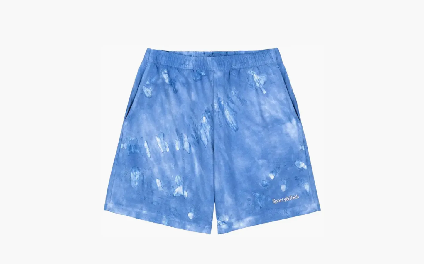 Sporty & Rich Serif Logo Embroidered Tie Dye Gym Short «Hydrangea/White»