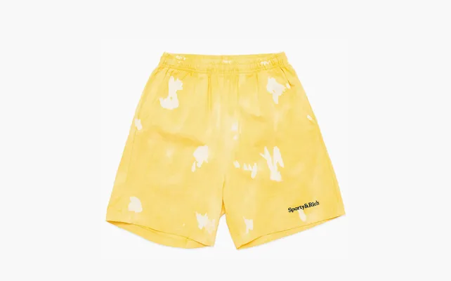 Одежда Sporty & Rich Serif Logo Embroidered TIE DYE GYM Short SS23 «Yellow» zhyeltye