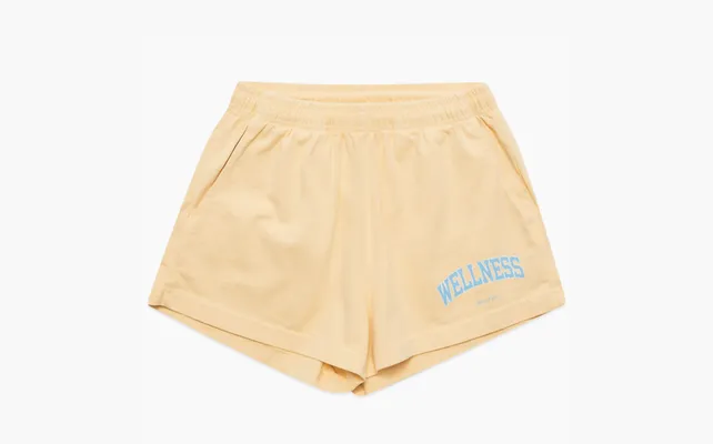 Одежда Sporty & Rich Slogan Printed Elasticated Waistband Shorts «Yellow» zhyeltye