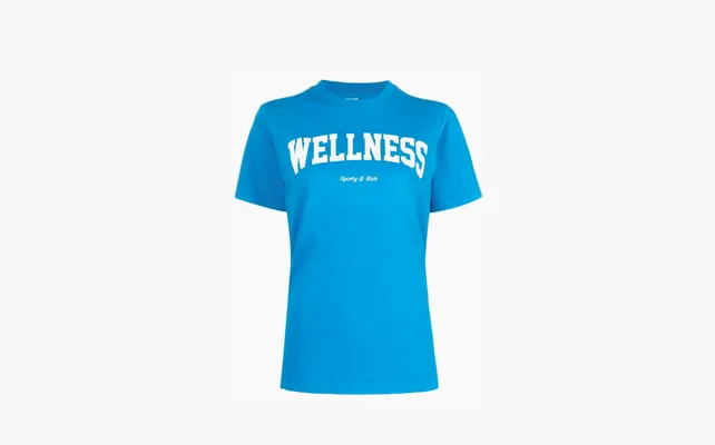 Одежда Sporty & Rich logo-print cotton T-shirt WMNS «Blue» sinie