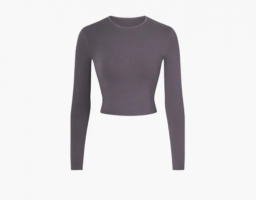 Одежда Skims New Vintage Cropped Long Sleeve T-Shirt «Ash» serye