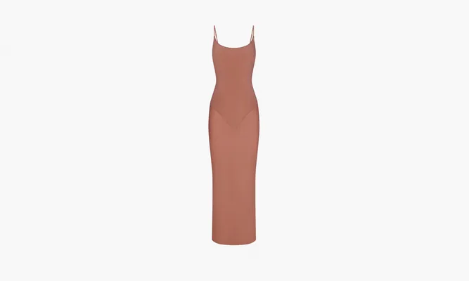 Одежда Skims Milky Sheer Low Back Long Dress «Brandy» korichnevye