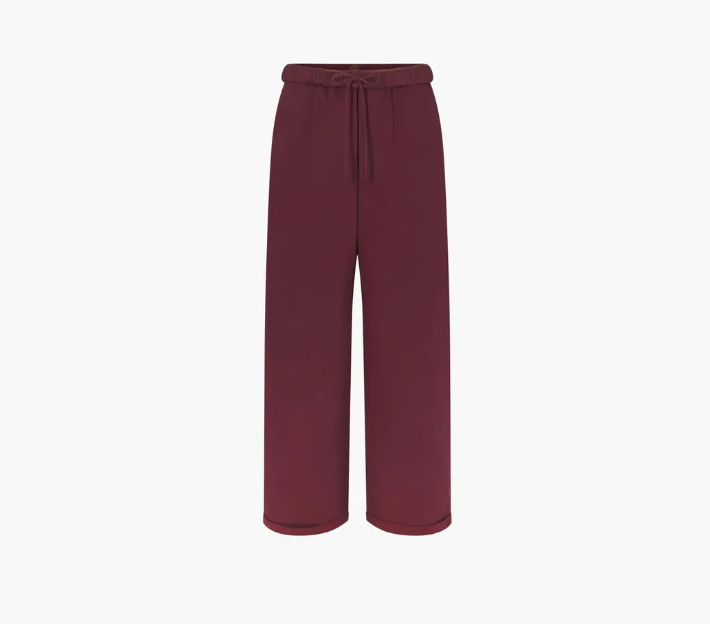 Skims Cotton Fleece Straight Leg Pant «Oxblood»