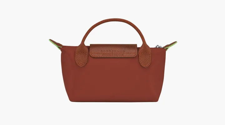  Longchamp Le Pliage Green Handle Pouch «Chestnut» korichnevye