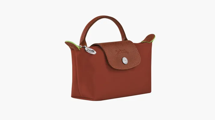  Longchamp Le Pliage Green Handle Pouch «Chestnut» korichnevye