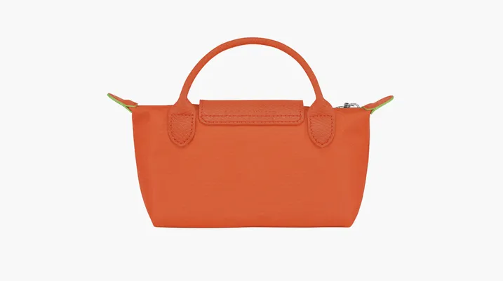  Longchamp Le Pliage Green Handle Pouch «Orange Carrot» oranzhevye