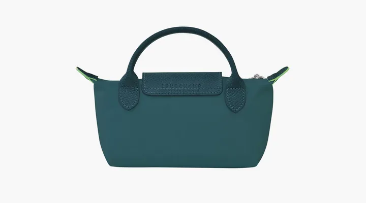  Longchamp Le Pliage Green Handle Pouch «Peacock» zelyenye