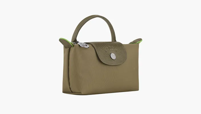  Longchamp Le Pliage Green Handle Pouch «Artichoke» zelyenye