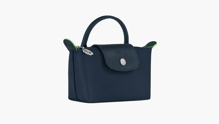  Longchamp Le Pliage Green Handle Pouch «Blue Navy» sinie
