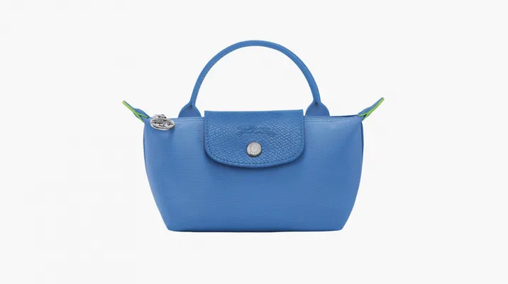  Longchamp Le Pliage Green Handle Pouch «Cornflower» sinie