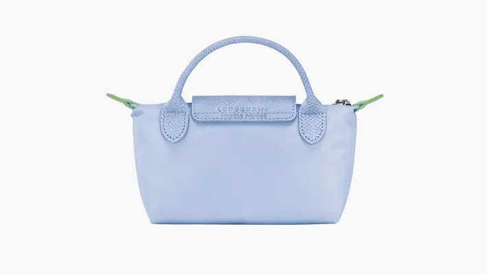  Longchamp Le Pliage Green Handle Pouch «Sky Blue» golubye