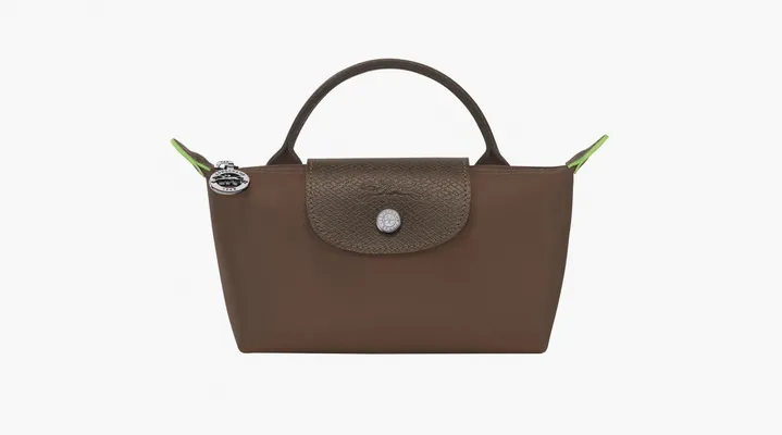  Longchamp Le Pliage Green Handle Pouch «Terra» korichnevye
