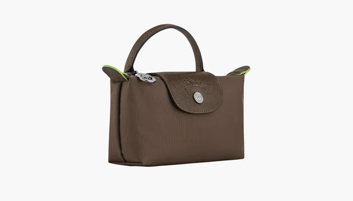  Longchamp Le Pliage Green Handle Pouch «Terra» korichnevye