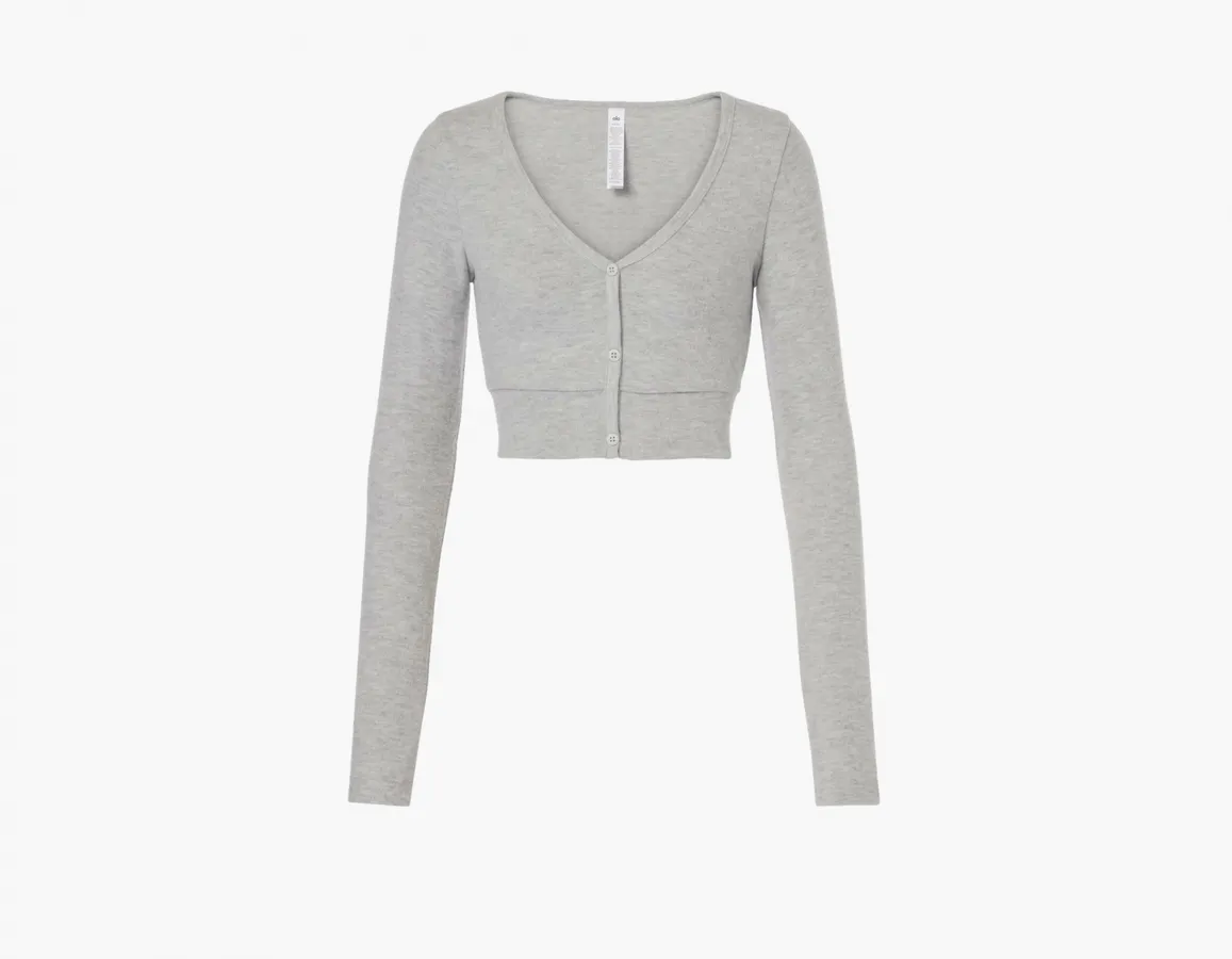 Alo Yoga Alolux Cropped Me Time Cardigan «Athletic Heather Grey»