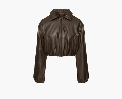 Одежда Alo Yoga Faux Leather Cropped Premier Bomber «Espresso» коричневый