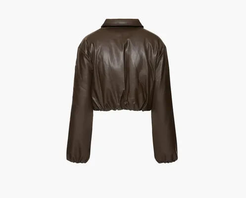 Одежда Alo Yoga Faux Leather Cropped Premier Bomber «Espresso» коричневый
