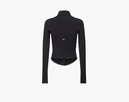  Alo Yoga Airbrush Corset Full Zip Jacket «Black» chyernye