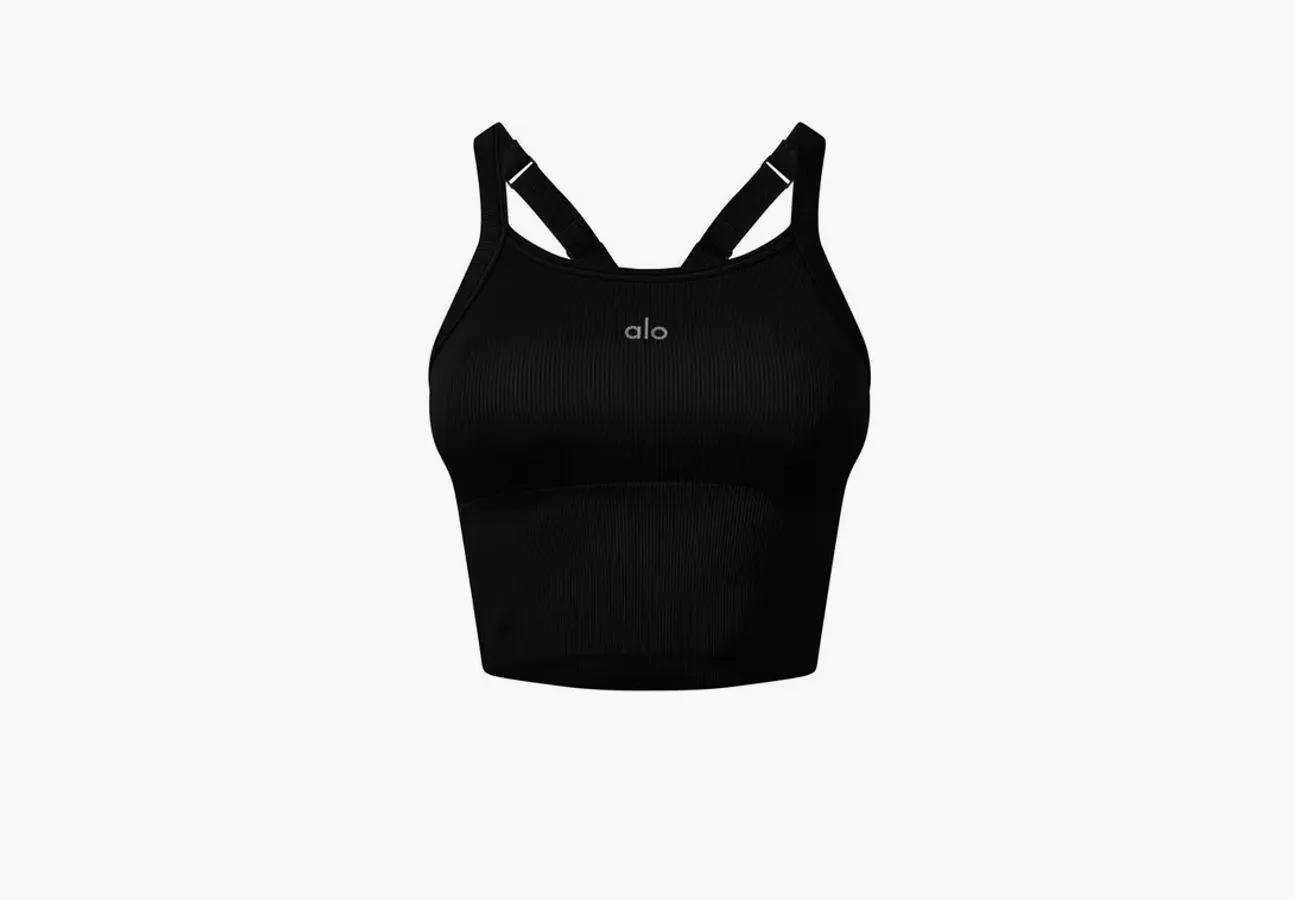 Alo Yoga Seamless Ribbed Favorite Bra Tank «Black»